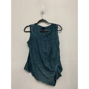 New Inizio Linen Tank Top Abstract Unique Layering Women’s Size Medium Blue
